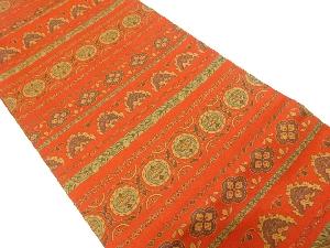 横段に花更紗模様織り出し　名古屋帯